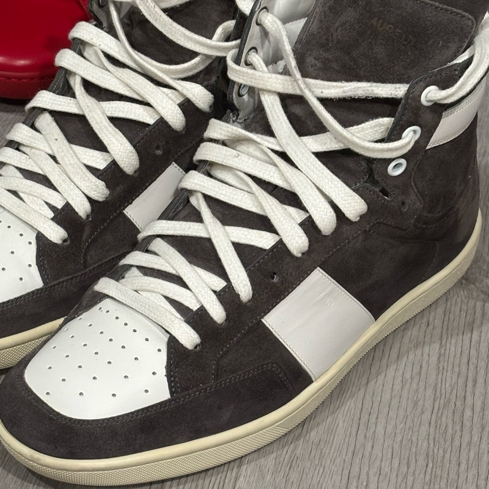 Men's Saint Laurent High-Top Sneakers - Gray and White